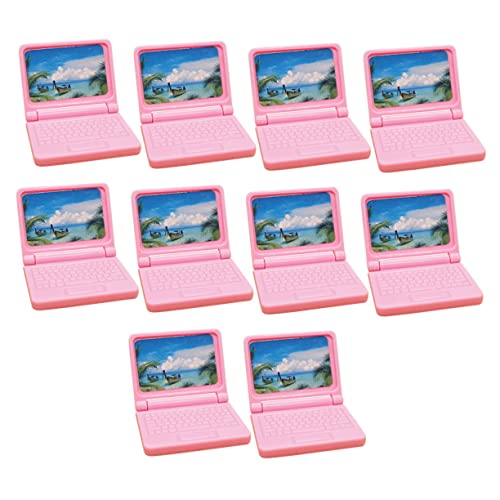 IMIKEYA 10 Stück Mini-Computer Mini- -Laptop Puppen-bürocomputer Puppenhauscomputer Zubehör Für Computersimulationen Puppenhaus Mini-Laptop -Laptop Plastik Rosa von IMIKEYA