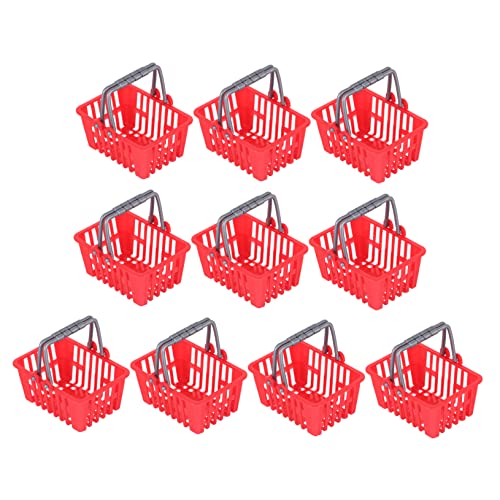 IMIKEYA 10 Stück Mini -Einkaufskorbsspielzeug Mini-Aufbewahrungskorb Weidenkorb Kleiner Korb Kleiner Einkaufskorb süßer Korb Miniaturen Mini -Aufbewahrungskorb Plastik rot von IMIKEYA