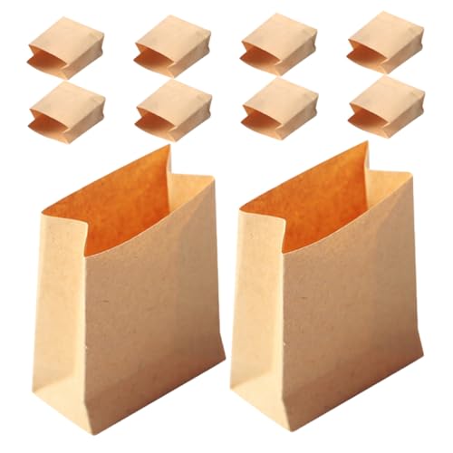 IMIKEYA 10 Stück Puppenhaus Verpackungstüten Kekstüten Mini Tüten Miniaturen Kleine Leckerli Tüten Kleine Papiertüten Mini Tasche Puppenhaus Zubehör Picknick Mini Papier von IMIKEYA