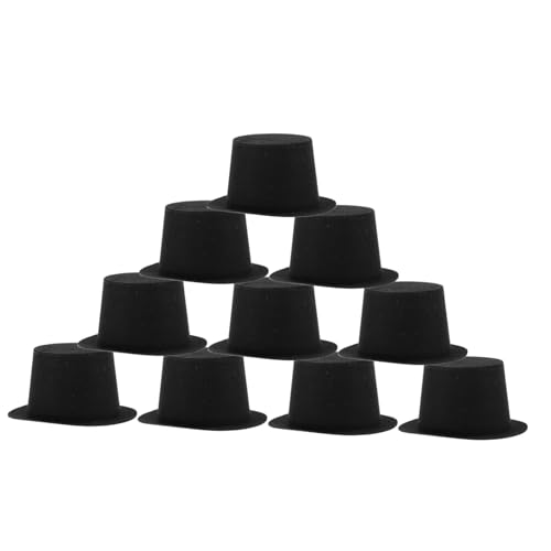IMIKEYA 10 Stück Puppenhausdekoration Mini-Hüte Schaum drinnen Weihnachten Schneemannmützen weihnachtsbasteln Weihnachtsdeko Mini-Zylinder aus Kunststoff Schneemann-Zylinder Plastik Black von IMIKEYA