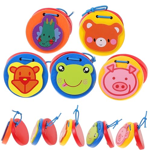 IMIKEYA 10 Stück Teiliges Musikspielzeug Orff Instrumente Kastagnetten mit Lustigen Tiermotiven Fördert Rhythmusgefühl und Kreativität für Musikunterricht und Frühe von IMIKEYA