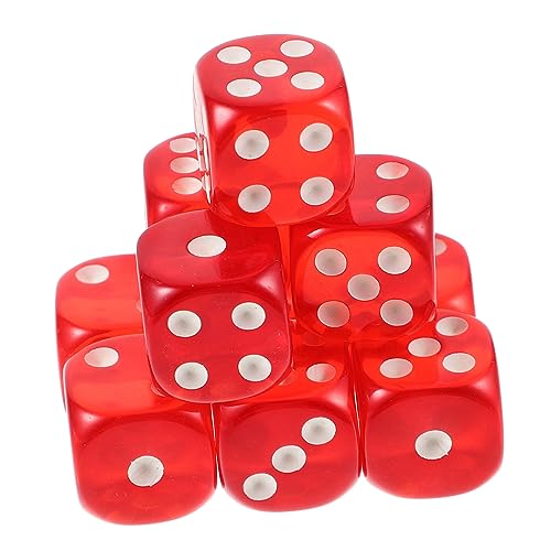 IMIKEYA 10 Stück Transparente Würfel Spiel Party große nummerierte Würfel Brett Würfel große Würfel Würfel-Layouts tragbare Würfel farbige Würfel Zahlenwürfel Acryl rot von IMIKEYA