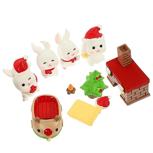 IMIKEYA 10 Stück Zwerge Plüschtiere Tiere Miniatur-Hasen Kaninchen Matschig Hasen Bausatz Puppe Käfig Hamster Ratte Wurf Fälschung Hase Hängematte Ausgestopft Figur Harz von IMIKEYA