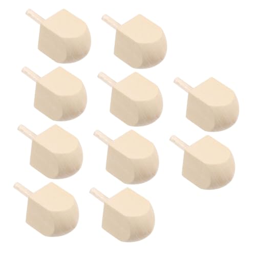 IMIKEYA 10 Stück hölzerner Kreisel kinderspielzeug Hanukkah Dekoration Hanukkah Bastelset Holzspielzeug Set Schüttgut Chanukka-Dreidel aus Holz unbemalt Lotusbaum Khaki von IMIKEYA
