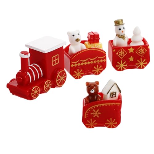 IMIKEYA 10Er Set schneekugelfiguren selber Machen Miniaturzug Holzzug Dekorationszubehör DIY Deko Deko-Zubehör Dekorationen Weihnachtsbaum Zug Zugverzierungen aus Holz Bahngleis Harz von IMIKEYA