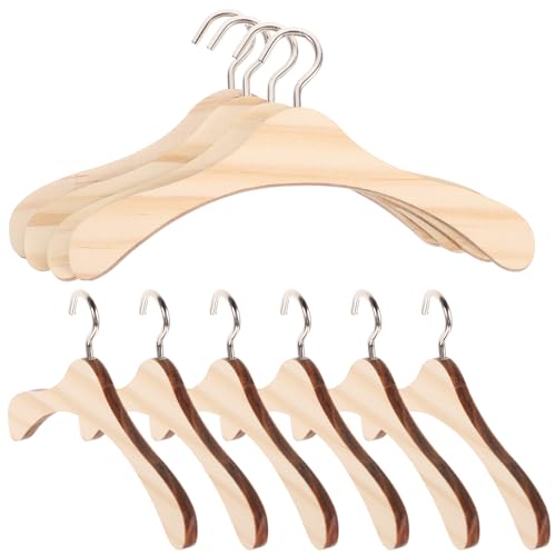 IMIKEYA 10Pcs Puppen Kleiderbügel: 12 cm Mini Kleiderbügel Puppenschrank Holz Puppenkleiderbügel - Miniaturkleiderbügel geeignet für 1/3-BJD-Puppen Puppenkleider von IMIKEYA