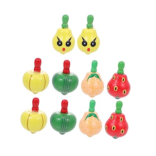 IMIKEYA 10Stücke Wooden Fruit Gyro Toy Early Educational Rotating Playthings for Montessori Inspired Activity Toy for Years Old von IMIKEYA