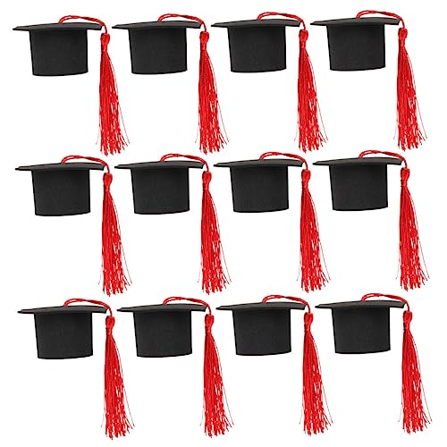 IMIKEYA 12 Stück Grad Cap Cupcake Topper Dekoration Pool-Getränkehalter Grad-Mütze-Kuchen-Ornament abschlussfeier graduation cap Gradverzierung Cupcake-Dekore für den Abschluss Papier rot von IMIKEYA