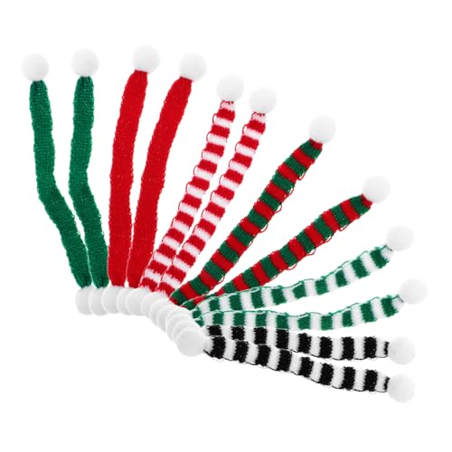 IMIKEYA 12 Stück Mini-Schal weihnachtsdekoration weihnachtsmotiv Dekoration für Weinflaschen Weihnachtsbaum schmuck weihnachtsfest Mini-Strickmützen und Schal Weihnachtspuppenschals Stoff von IMIKEYA