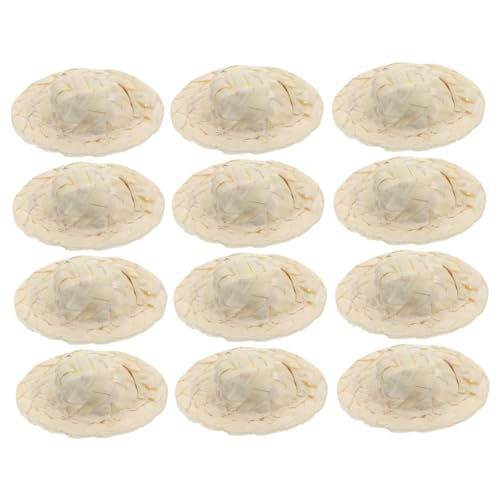 IMIKEYA 12 Stück Mini-Strohhut Party Puppenhüte Mini-hüte Für Puppenhäuser Gewebte Mützen Kleiner Strohhut Gewebtes Hutdekor Gewebter Bastelhut Dekorativer DIY-Hut Kleiner Hut DIY Stütze von IMIKEYA
