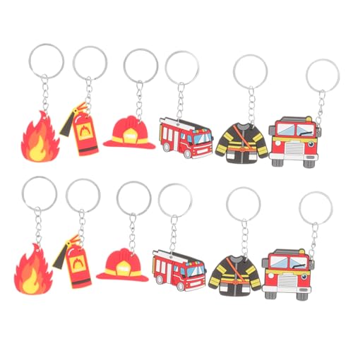 IMIKEYA 12 Stück Partygeschenke für Feuerwehrleute Schlüsselanhänger zur Brandbekämpfung empfindlicher Schlüsselbund feuerwehrmann Feuerwehrauto Schlüsselanhänger schlüsselringe von IMIKEYA