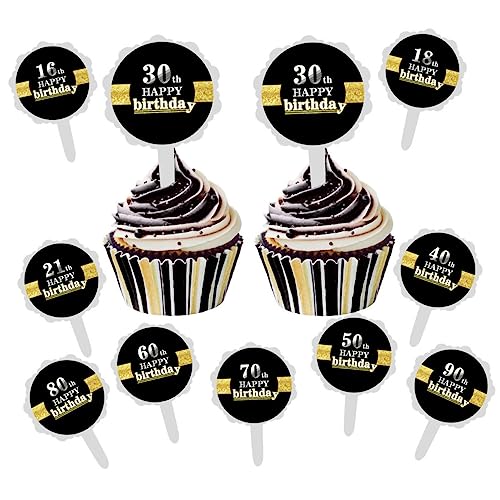 IMIKEYA 12 Stück Teiliges Geburtstag Cake Topper mit Kreativen Cupcake Picks und Partydekoration Aufkleber und Rückkarten Vielseitig Einsetzbar für Kuchen Muffins und Geburtstagsfeiern von IMIKEYA