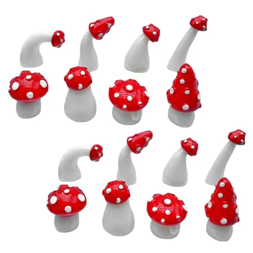 IMIKEYA 16 Stück Leuchtende Simulierte Pilze Wand Nacht Künstlich Süße Kleine Dekoration Pilze Zum Basteln Ornament Pilzstatue Mini Pilz Modell Pilz Mini Figur Kunstharz Rot von IMIKEYA