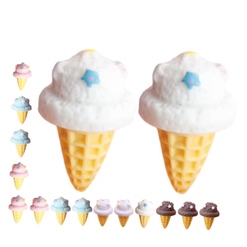 IMIKEYA 16 Stück Simulierter Eiskegel Wiederverwendbar Zapfen Dessert-Display, Gefälschtes Eiscreme-modellierfigur Gefälschtes Eistütenspielzeug Gefälschte Eiswaffel-Requisite Harz von IMIKEYA