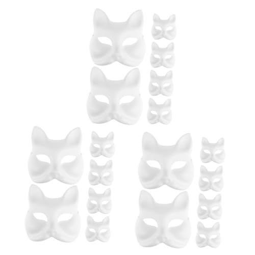 IMIKEYA 18 Stk handbemalte Maske leere Maske für Cosplay-Party Maske für Frauen Festivalmaske Fuchs Masken Karnevalsmaske Halloween Zubehör Partybedarf schmücken Kind Zellstoff Papier Weiß von IMIKEYA