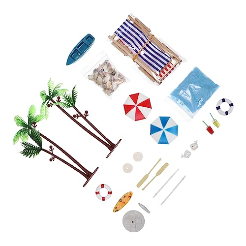 IMIKEYA 18Stücke Teiliges Set Mini Strand Deko Farbige Strandschirme Und Muscheln Für DIY Miniaturlandschaften Sommerdekoration Für Puppenhäuser Und von IMIKEYA
