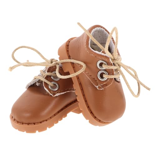 IMIKEYA 1Paar Vintage Puppenschuhe Mini Hausschuhe Für Große Puppen Dekorative Schuhe Für Puppenhaus Zubehör Klassische Hellbraune Bjd Schuhe Puppen Anziehschuhe von IMIKEYA