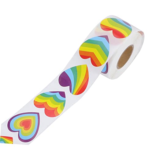 IMIKEYA 1Rolle Regenbogen Herzaufkleber Selbstklebende DIY Rainbow Heart Aufkleber Für Bastelprojekte Umschläge Geschenkverpackungen Und Scrapbooking Bunten Farben von IMIKEYA