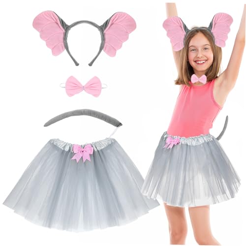 IMIKEYA 1Satz Elefant Kostüm Set für Teiliges Cosplay Zubehör mit Elefantenohren und Grauem Tüllrock Halloween Geburtstagsfeiern und Karneval von IMIKEYA