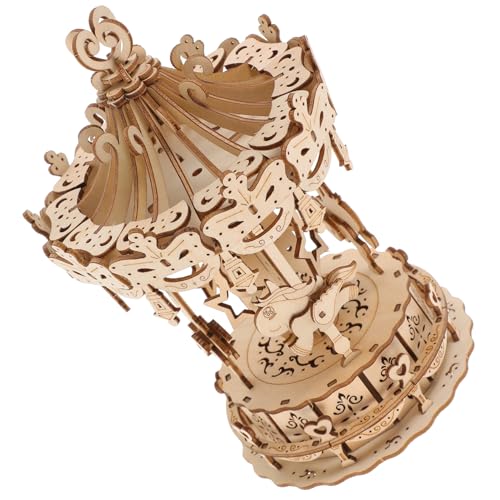 IMIKEYA 1Satz Holzpuzzle Karussell Modell DIY Kreatives Puzzle für Fördert Fantasie und Geduld Werkzeug Zusammenzusetzen aus Langlebigem Naturholz von IMIKEYA