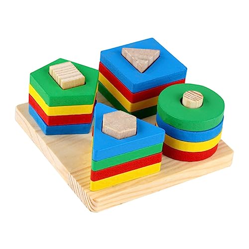 IMIKEYA 1Satz Holzspielzeug Geometrische Formen Blockspiel Für Kognitive Entwicklung Umweltfreundliche Holzbausteine Für Jungen Und Ab Jahr Fördert Hand Auge Koordination von IMIKEYA