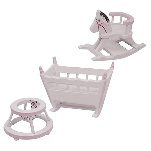 IMIKEYA 1Satz Möbelset Für Puppenhaus Teiliges Kindergarten Möbelset Mit Babywiege Schaukelpferd Und Lauflernwagen Sicher Und Langlebig Für Kreatives von IMIKEYA