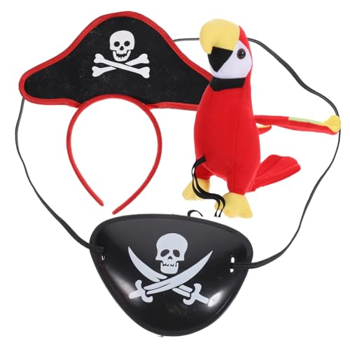 IMIKEYA 1Satz Piratenkopfband Mit Augenklappe Und Stofftier Papagei Set Teiliges Kostümzubehör Für Karneval Halloween Und Themenpartys Piraten Dekoration von IMIKEYA