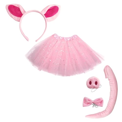 IMIKEYA 1Satz Schweineohren Kostümset für Teiliges Accessoire mit Stirnband Tutu Rock Schweinenase und Fliege für Halloween Cosplay und Partys IMIKEYA 1Satz Schweineohren Kostümset für Teiliges Accessoire mit Stirnband Tutu Rock Schweinenase und Fliege für Halloween Cosplay und Partys von IMIKEYA