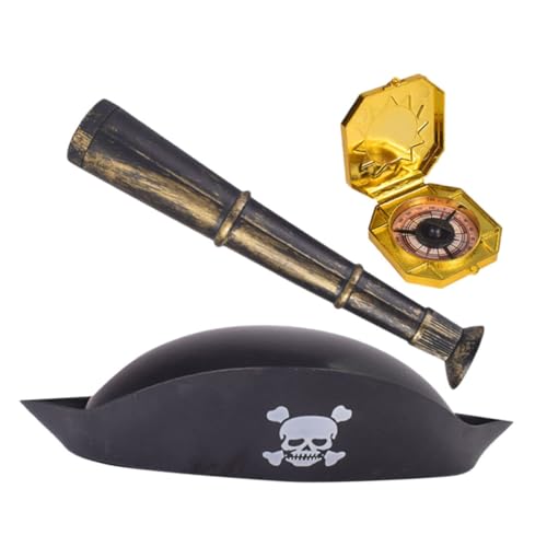 IMIKEYA 1Satz Teiliges Piratenkostüm Für Piratenhut Kompass Teleskop Für Halloween Karneval Und Piraten Cosplay Spaß Beim von IMIKEYA