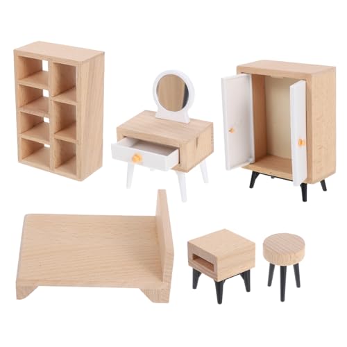 IMIKEYA 1Satz Teiliges Schlafzimmermöbel mit Bettschrank und Zubehör für Kreatives Spiel und Lernen von Kindern von IMIKEYA