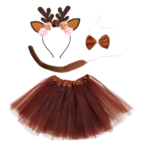 IMIKEYA 1Satz Tierohren Stirnband mit Geweih und Kostüm für Mädchen für Halloween Karneval Cosplay und Fotografie Tutu Rock und Blumenaccessoires IMIKEYA 1Satz Tierohren Stirnband mit Geweih und Kostüm für Mädchen für Halloween Karneval Cosplay und Fotografie Tutu Rock und Blumenaccessoires von IMIKEYA