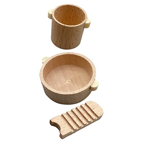 IMIKEYA 1Satz Wäschebecken Aus Holz Waschbrett Und Wasserfass Für Puppenhaus Dekoration Elegantes Design Für Kreative Miniaturszenen Und DIY von IMIKEYA