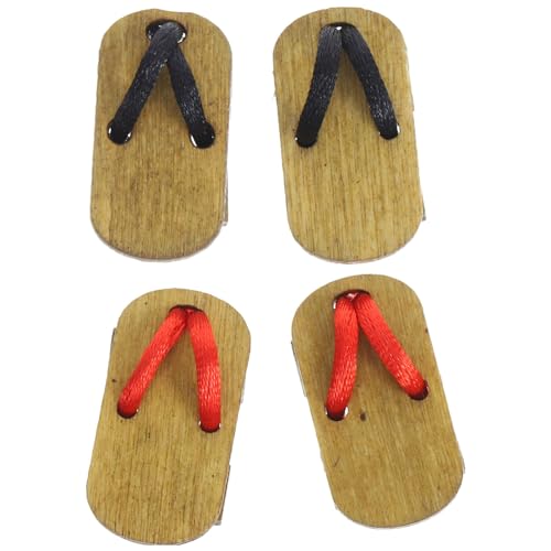 IMIKEYA 2 Paar Puppenschuhe Miniatur-Holzschuhe Japanische Mini-Holzschuhe Sandalen Puppenhausschuhe Modelle Für Mini-Hausdekoration Puppenzubehör von IMIKEYA