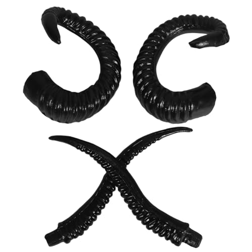 IMIKEYA 2 Paare DIY Stirnband Hörner Wildtier Kostüm Zubehör Kleine Antilopen Schwarze Schafhörner Dekorative Haarreife für Halloween Themen und Gruppenevents von IMIKEYA