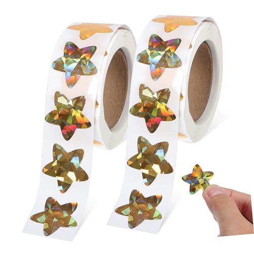 IMIKEYA 2 Rollen Goldene Aufkleber Sterne-Aufkleber Sternaufkleber für Lehrer Stern-Metallic-Aufkleber Pentagrammaufkleber Pentagramm-Aufkleber PVC selbstklebend von IMIKEYA