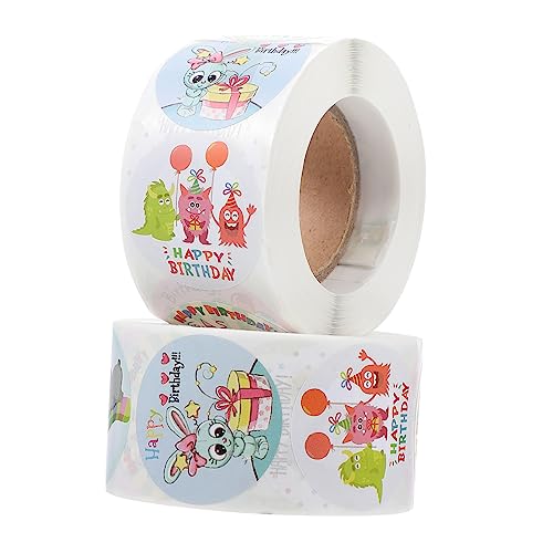 IMIKEYA 2 Rollen Runde Geburtstagsaufkleber Tiermotiv Dekorative Etiketten für Geschenkverpackungen Aufkleber pro Versiegeln von Umschlägen und Tüten von IMIKEYA