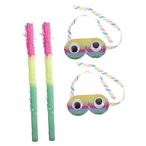 IMIKEYA 2 Sätze Augenmaskenstabspielzeuge Pinatas Abdeckung Dekoration Pinata Augenbinde und Stock bunter Piñata-Stick Luau Partyspielzeug Piñata-Sticks Vorschulspielzeug Papier von IMIKEYA