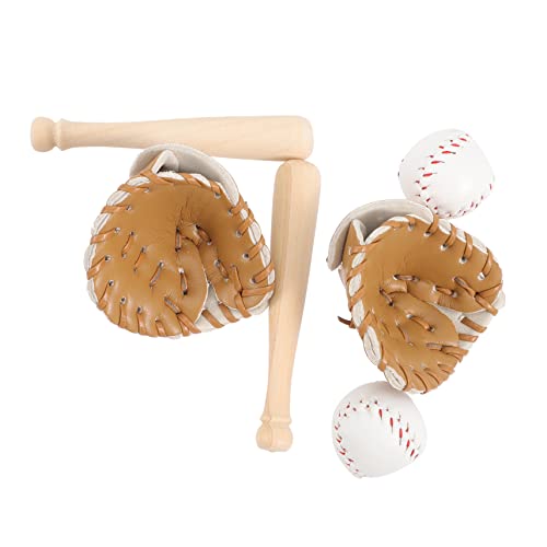 IMIKEYA 2 Sätze Baseball-Softball-Abdeckung Miniatur -Baseballhandschuh Infield Mini Baseballspiel winzige Baseballschläger Minature Baseball Miniatur -Baseballartikel Leder Khaki von IMIKEYA
