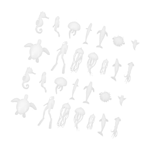 IMIKEYA 2 Sätze Mikroskopisch Kleine Meerestiere Minifiguren Mini-meerestiere Mini-meerestierfiguren Meerestiere Aus Kunststoff-epoxidguss DIY-versorgung Bastelzubehör Plastik Weiß von IMIKEYA