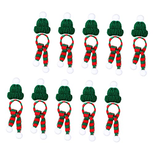 IMIKEYA 2 Sätze Mini-mütze Schal Mini-DIY-weihnachtsmütze Kleine Weihnachtsschals Zum Basteln Puppenhaus Weihnachtsdekoration Flaschendeckel Verkleiden Garn Weihnachten Wollmütze von IMIKEYA