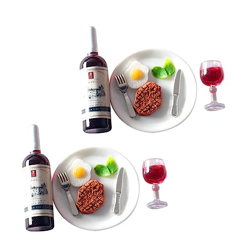 IMIKEYA 2 Sätze Miniatur-lebensmittelspielzeug Topper Party Mini-Lebensmittel Mini -weinflaschen Geschirr Künstlich Wein-kit Miniatur-puppenhaus Küchenzubehör Für Puppenstuben Stütze von IMIKEYA