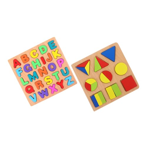 IMIKEYA 2 Sätze Puzzle- Für Frühes Lernen Holzspielzeug Für Formen -lernspielzeug Passendes Lernspielzeug Buchstaben Passendes Form -sortierspielzeug Bunt Hölzern von IMIKEYA
