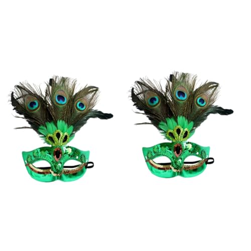 IMIKEYA 2 Stk Pfauenmaske Für Kinder Grüne Maske Weibliche Halb Venezianische Karnevalsn rade Gesichts Strass-party- Lustige Abschlussball Pfau- von IMIKEYA