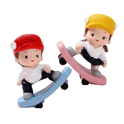 IMIKEYA 2 Stück Automobilharz -Handwerksverzierungen Junge Mädchen Figur Dekoration Modell einer Jungenstatue Mädchenfiguren- aus Kunstharz Kuchendekor Kuchendeckel von IMIKEYA