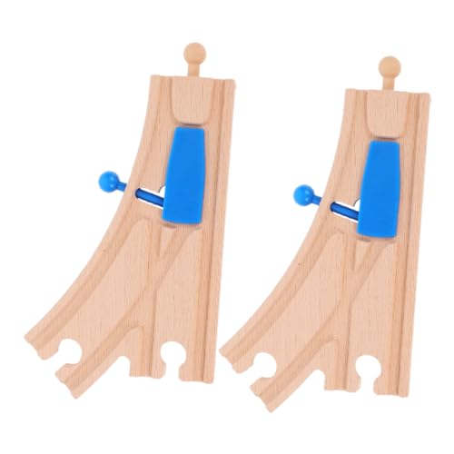 IMIKEYA 2 Stück Blaue Spur Zug Verfolgen Bahngleise Gebogen Gleisstützen Eisenbahnschienen Spielzeugeisenbahnen Auto-Track- Rollender Zug-trackball N Spur Holz von IMIKEYA