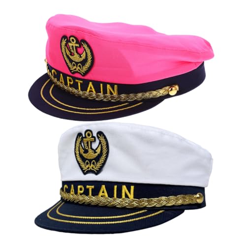 IMIKEYA 2 Stück Captain Mütze für Bühne und Karneval Bunte Matrosen Hüte in Weiß und Strapazierfähige Kostüm Accessoires für Erwachsene Vielseitig Kombinierbar bei Party und Cosplay von IMIKEYA
