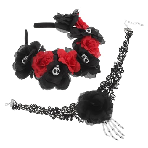 IMIKEYA 2 Stück Damen Party Spaß Hand Gothic Mädchen Festival Zubehör Events Vampir Kostüm Schmuck Dekorationen Knochen Kostüme Combo Haarband Halskette Erwachsene Stirnband Gruselige von IMIKEYA