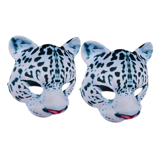 IMIKEYA 2 Stück Eva Halbgesichts Schneeleopard Maske Leichte Halloween Tiermaske mit Elastischem Band Bequeme Cosplay Masquerade für Karneval Halloween Kostümpartys von IMIKEYA