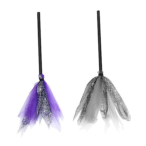 IMIKEYA 2 Stück Halloween Hexenbesen Teiliges Leichte Netz Besenstiel Dekoration für Hexen Cosplay Robustes Kostümzubehör für Erwachsene für Halloween Party und Karneval von IMIKEYA