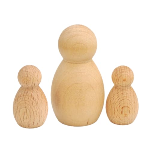 IMIKEYA 2 Stück Handbemalte Baustein-Fettpuppe Mini-Leute Mini-Personenfiguren unvollendete Peg-Leute Miniaturfiguren Puppenhausdekoration Holz von IMIKEYA